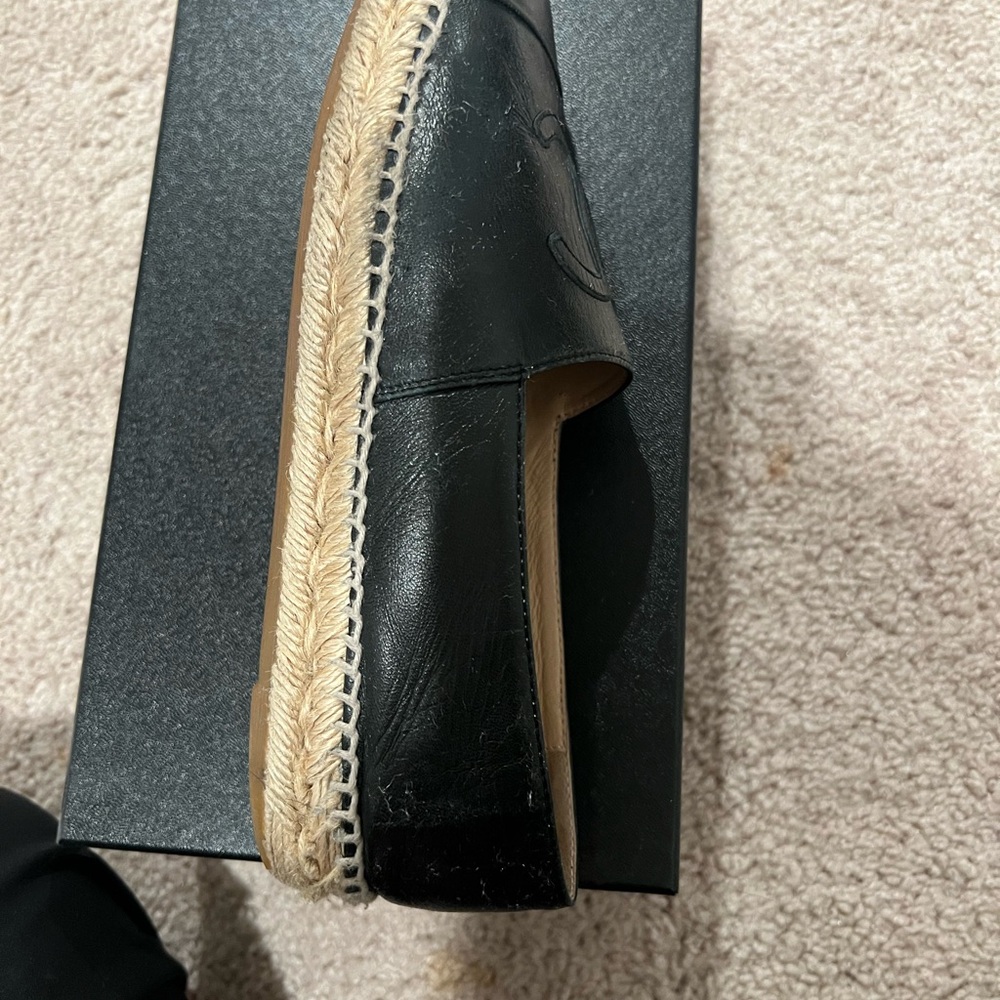 Chanel Black Leather Espadrilles with Iconic CC Logo - Picture 11 of 15